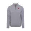 Nebraska Grey Melange Cashmere Touch Australian Merino Quarter Zip Sweater