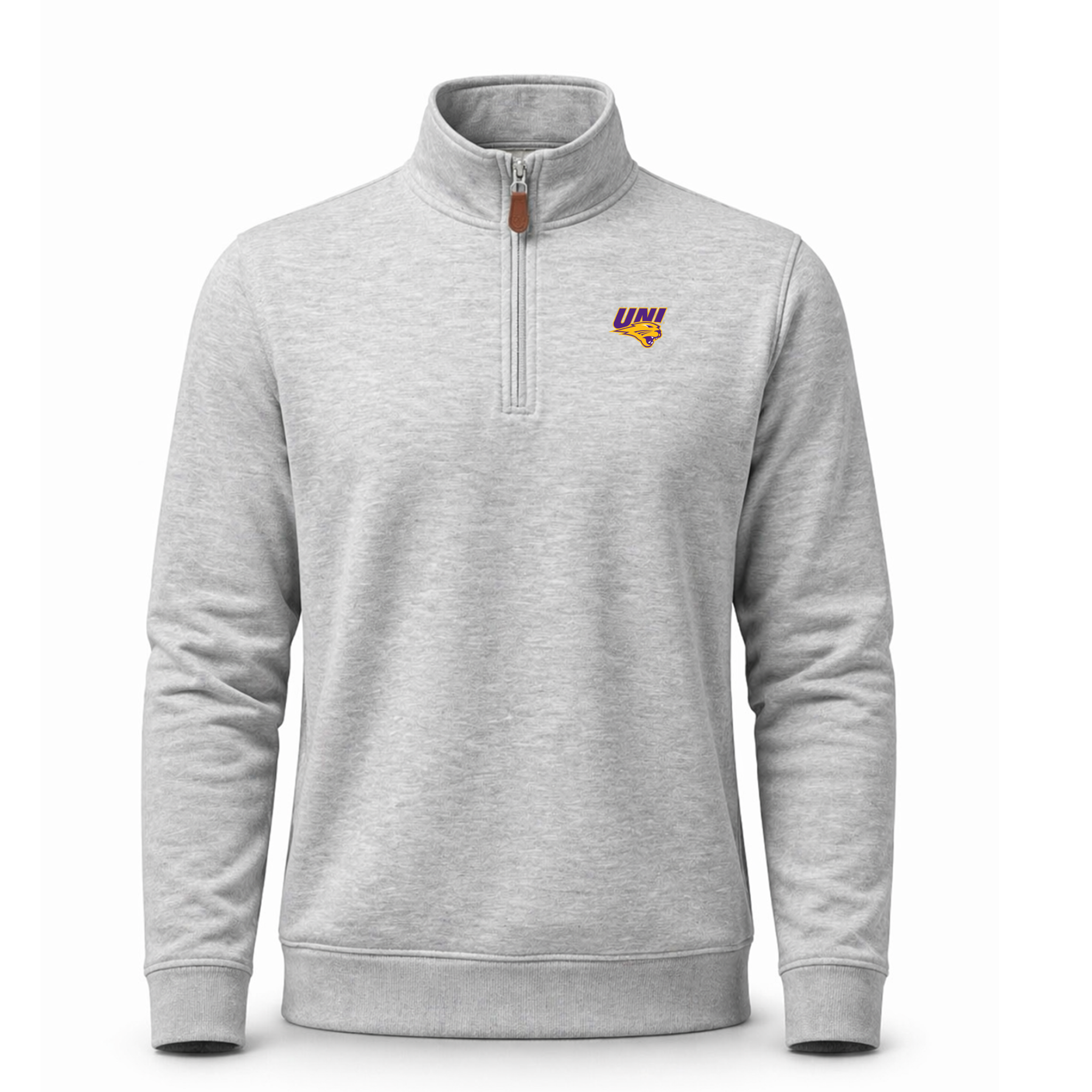 Northern Iowa Heather Cloud Cotton Quarter Zip Pullover Light Grey