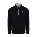 Ohio State Heather Cloud Cotton Quarter Zip Pullover Black with Light Grey Trim