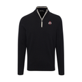 Ohio State Black with White Trim Luxury Touch Cotton and Cashmere Quarter Zip Sweater