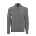 Ohio State Grey with Grey Trim Luxury Touch Cotton and Cashmere Quarter Zip Sweater