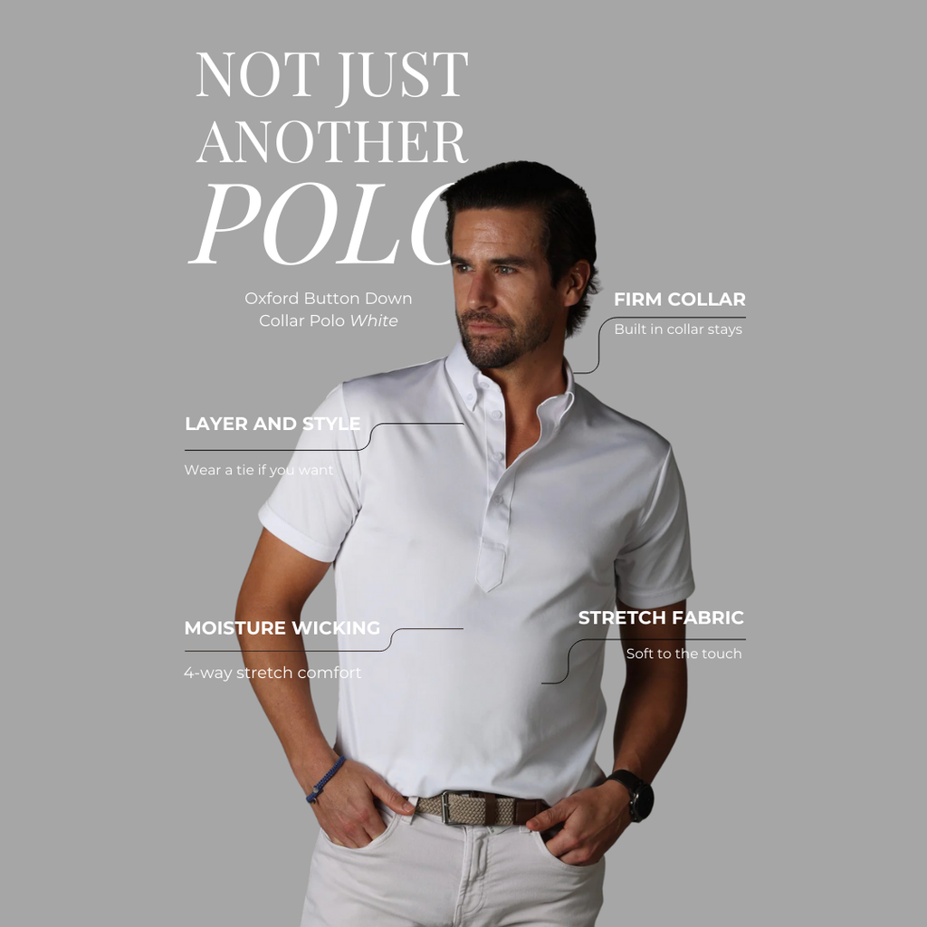 Oxford Button Down Collar Polo White Relaxed