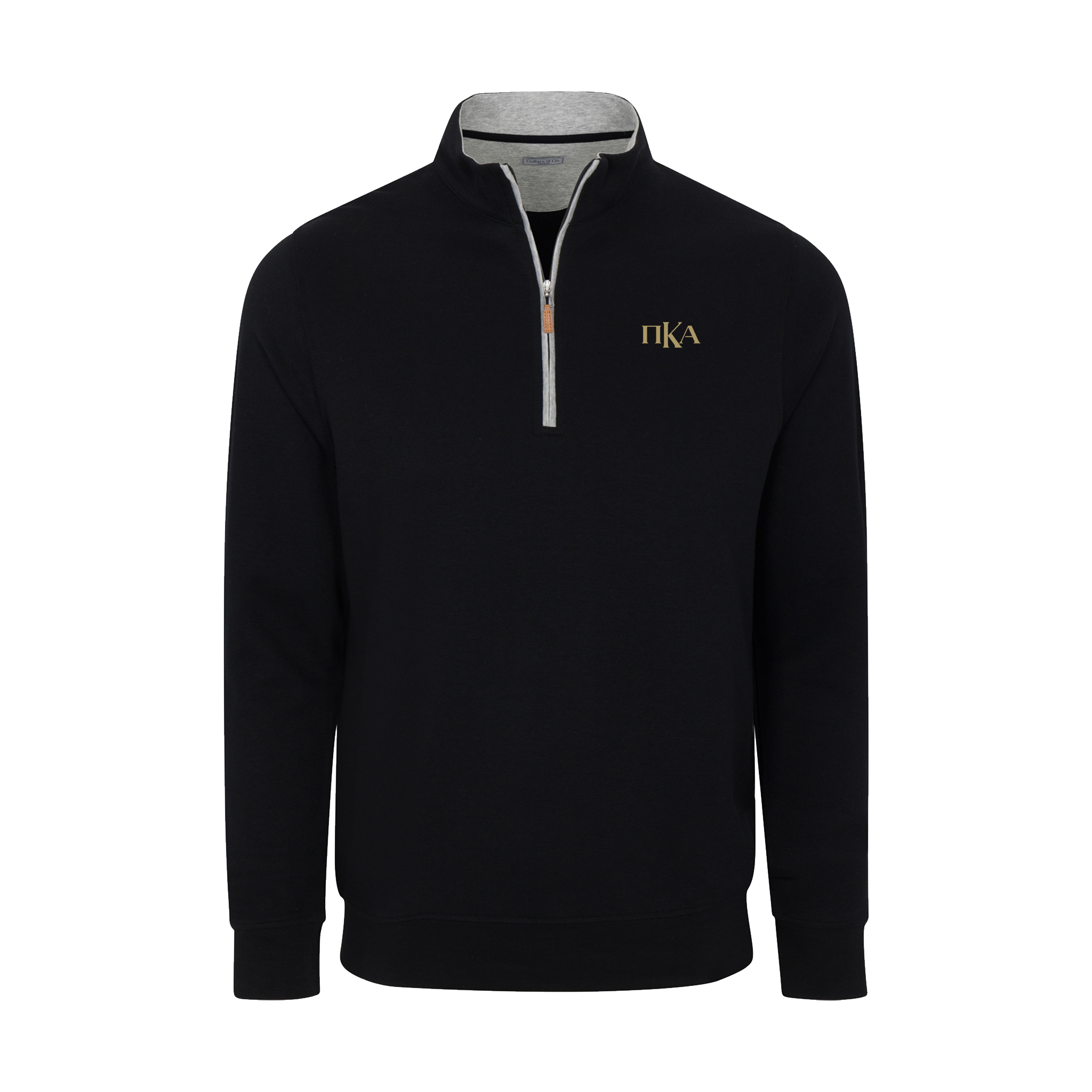 Collars & Co. Pi Kappa Alpha Heather Cloud Cotton Quarter Zip Pullover Black with Light Grey Trim