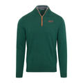 Collars & Co. Phi Kappa Psi Hunter Green with Brown Suede Trim Cashmere Touch Australian Merino Quarter Zip Sweater