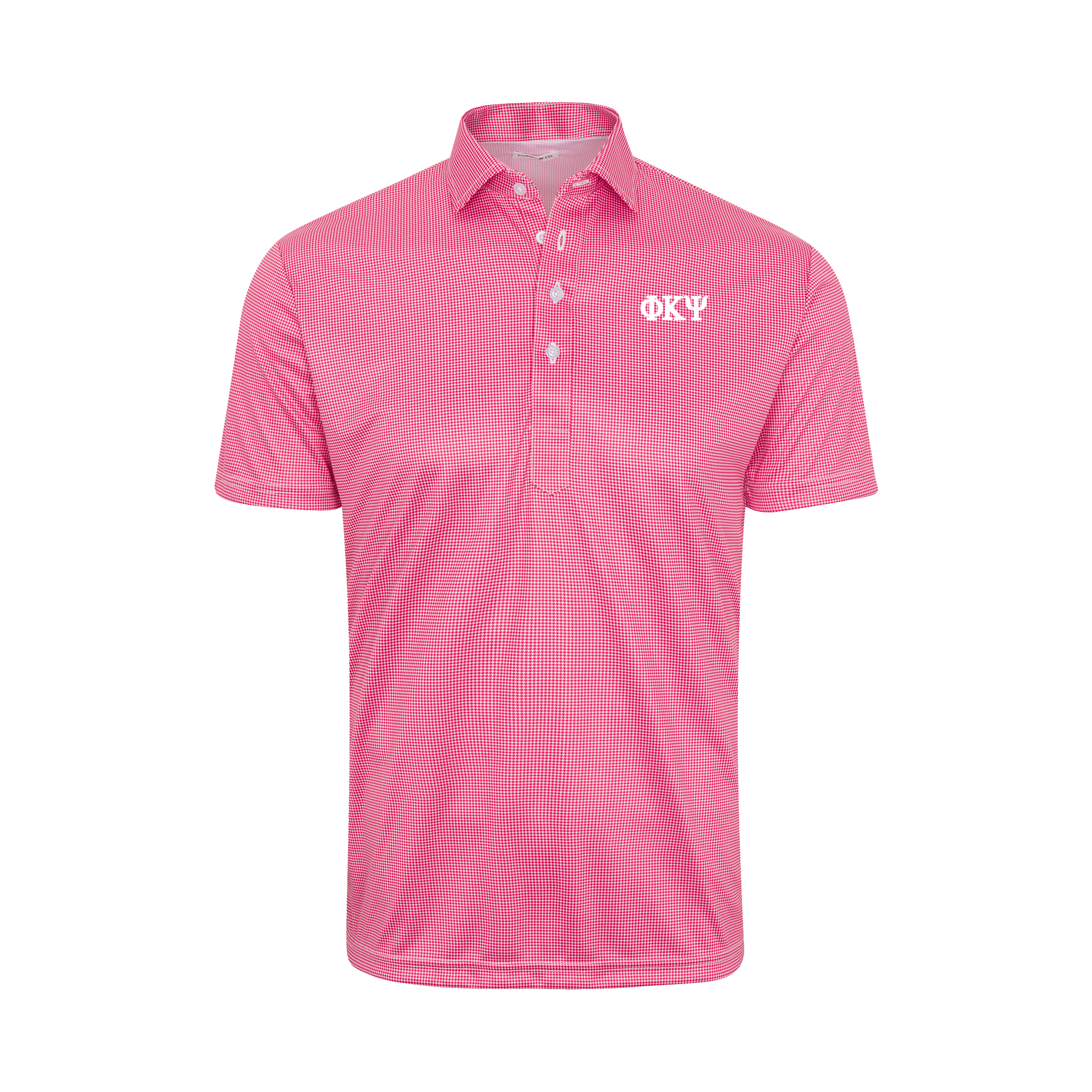 Collars & Co. Phi Kappa Psi Semi-Spread Collar Polo Red Houndstooth
