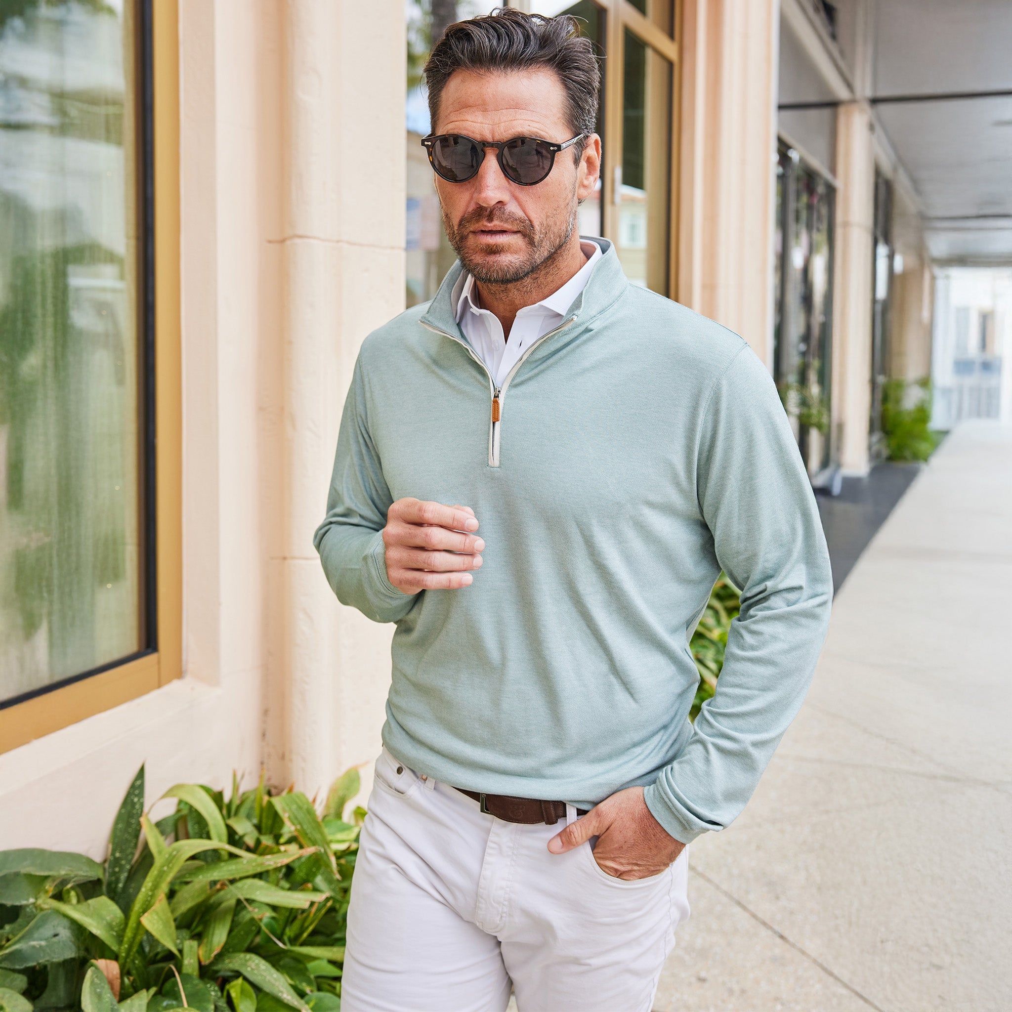 Palm Pima Blend Quarter Zip Mint