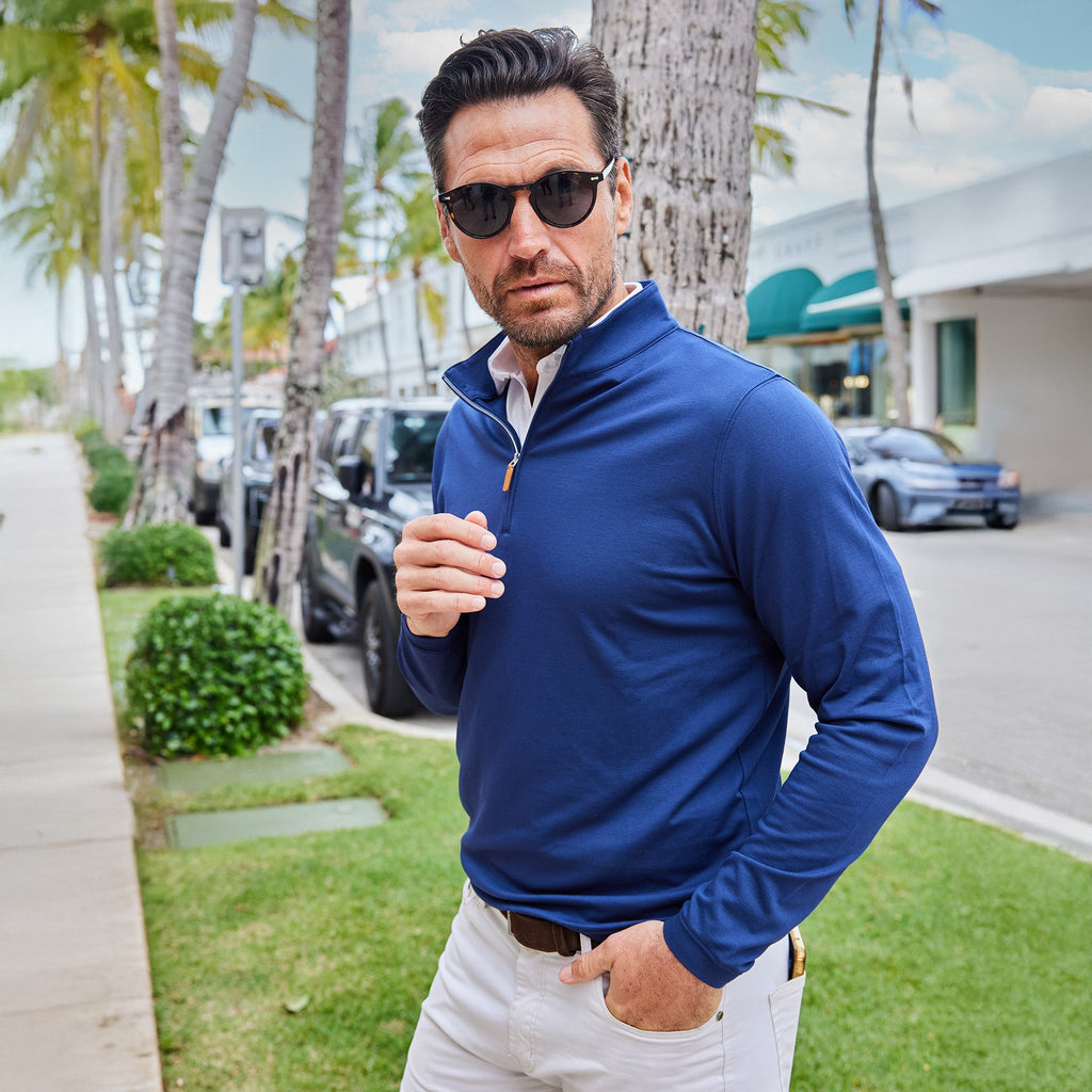 Palm Pima Blend Quarter Zip Navy