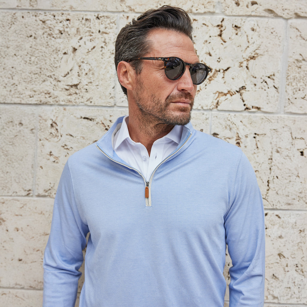 Palm Pima Blend Quarter Zip Blue