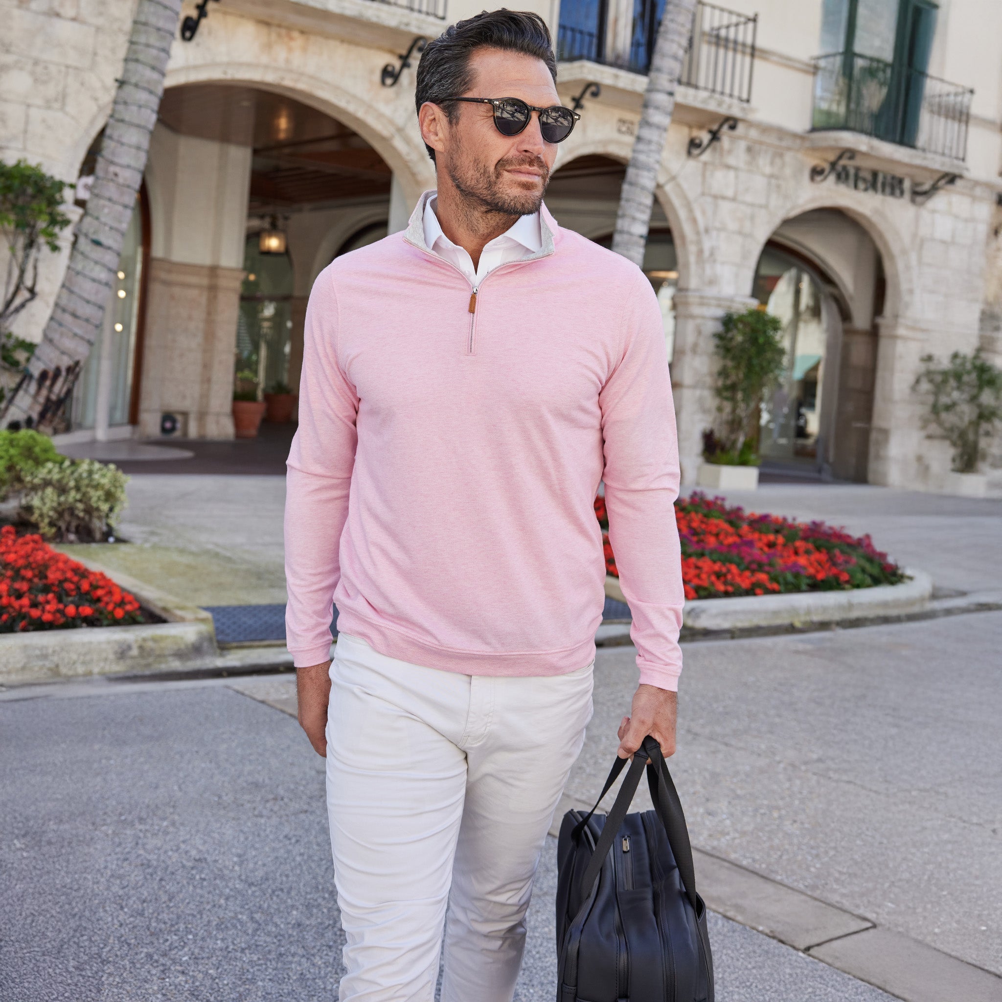 Palm Pima Blend Quarter Zip Pink