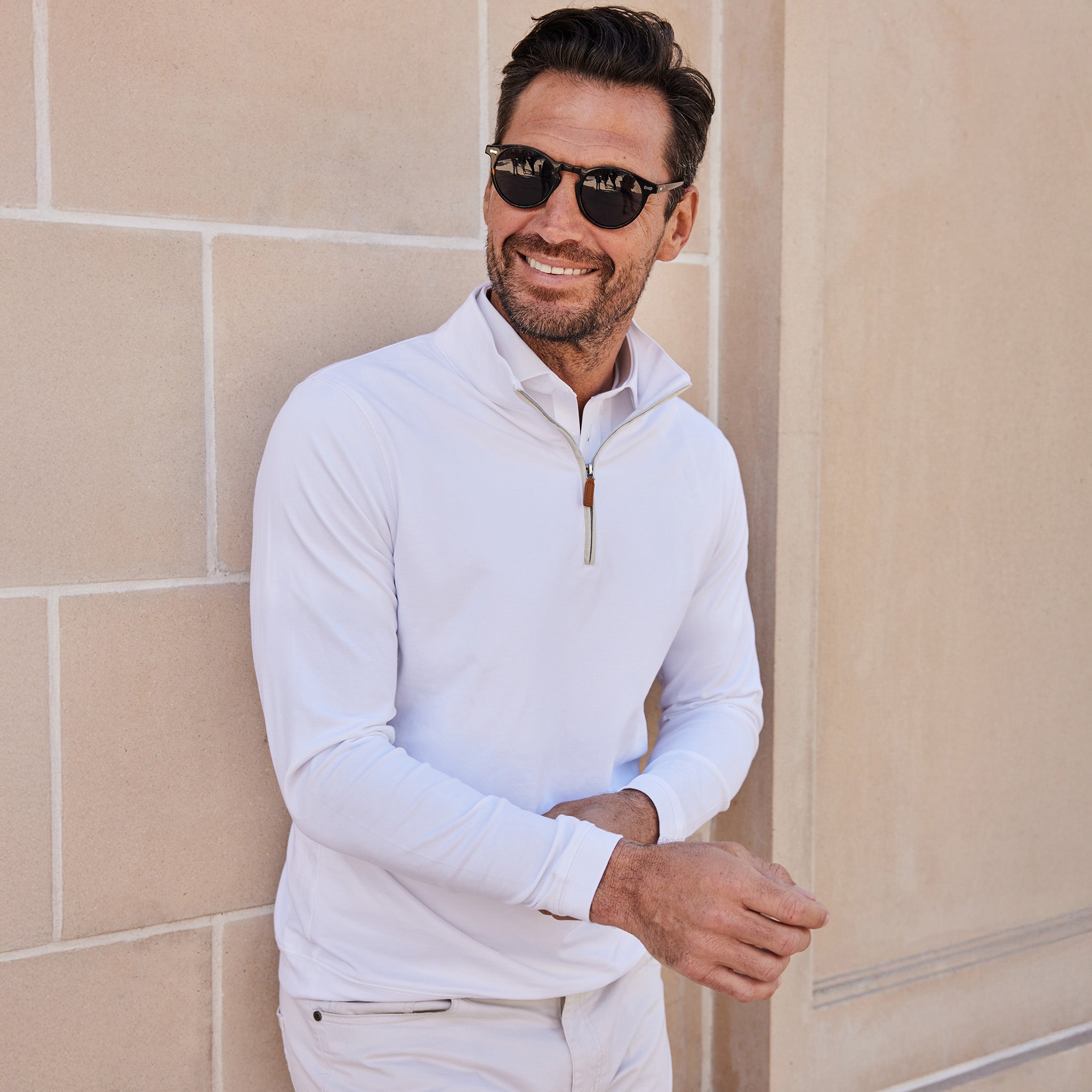 Palm Pima Blend Quarter Zip White