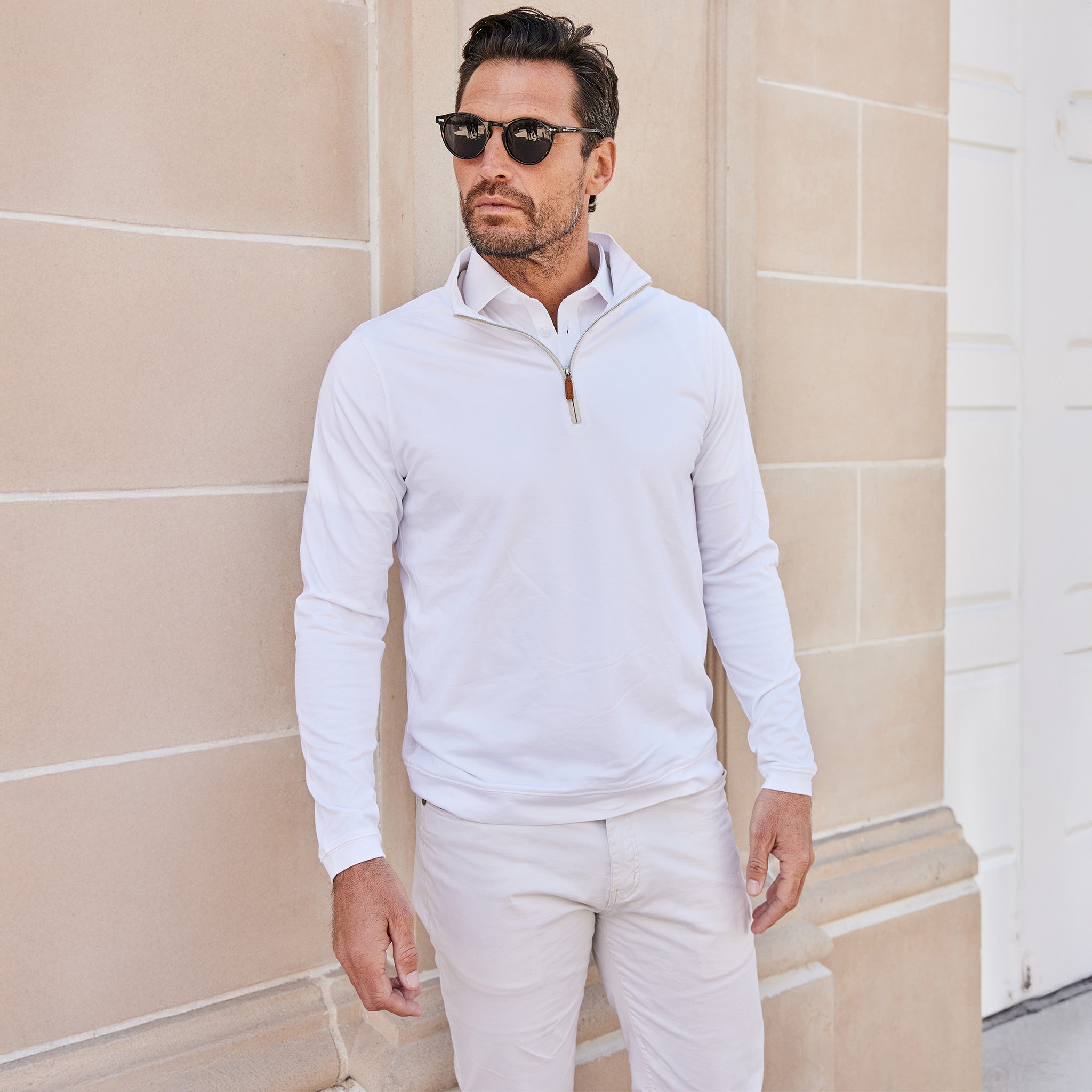 Palm Pima Blend Quarter Zip White