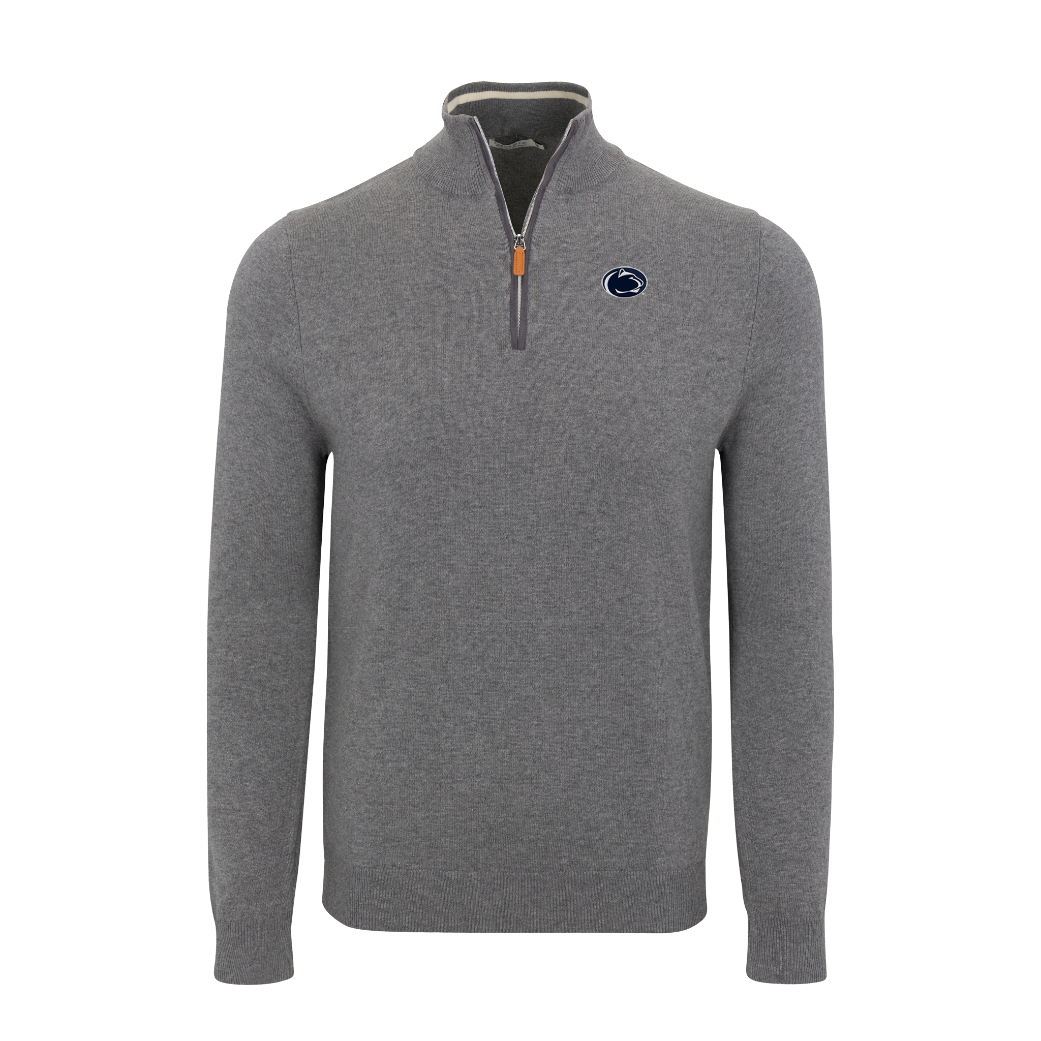 Penn State Grey with Grey Trim Luxury Touch Cotton and Cashmere Quarter Zip Sweater