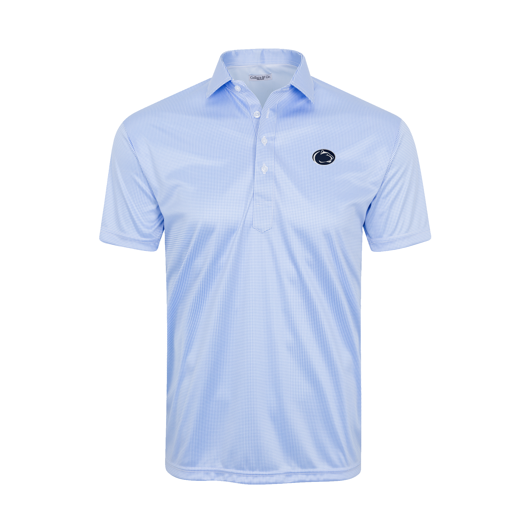 Penn State Semi-Spread Collar Polo Blue Houndstooth
