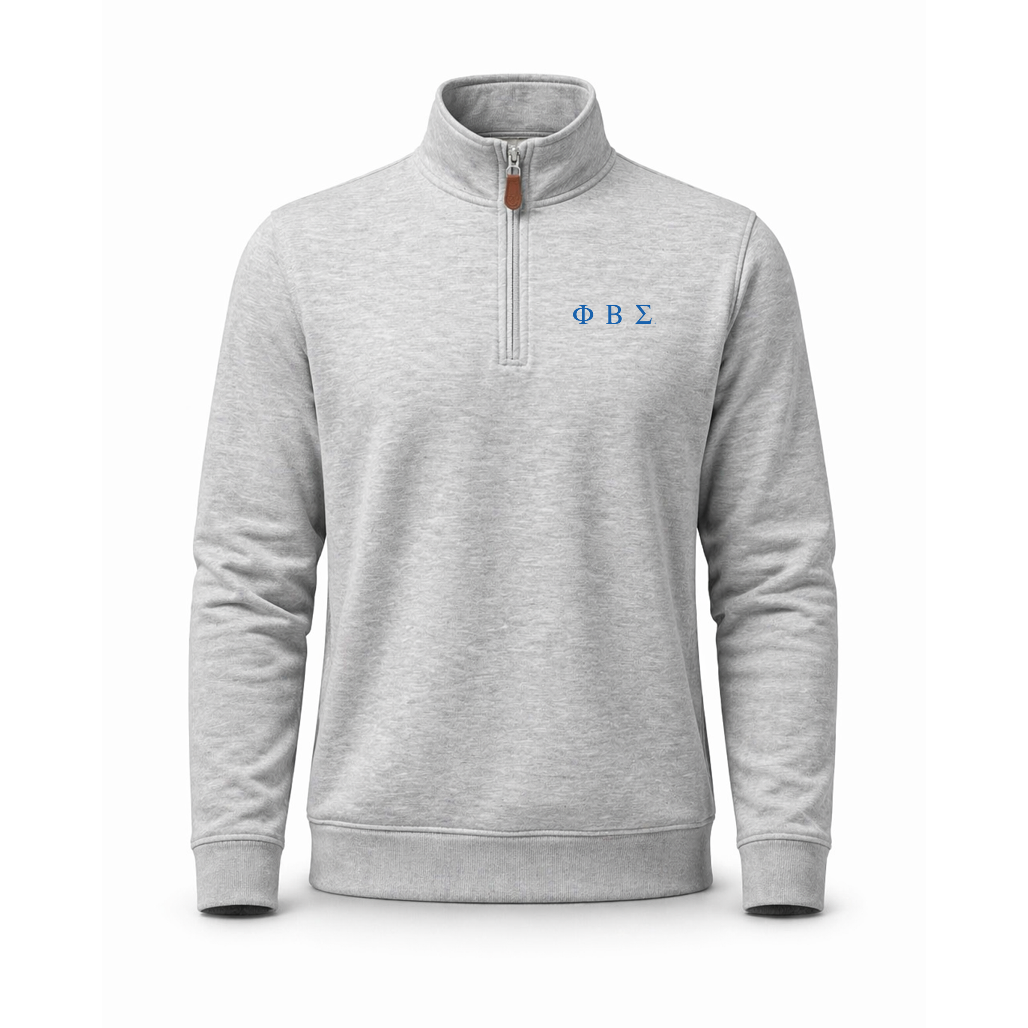 Collars & Co. Phi Beta Sigma Heather Cloud Cotton Quarter Zip Pullover Light Grey