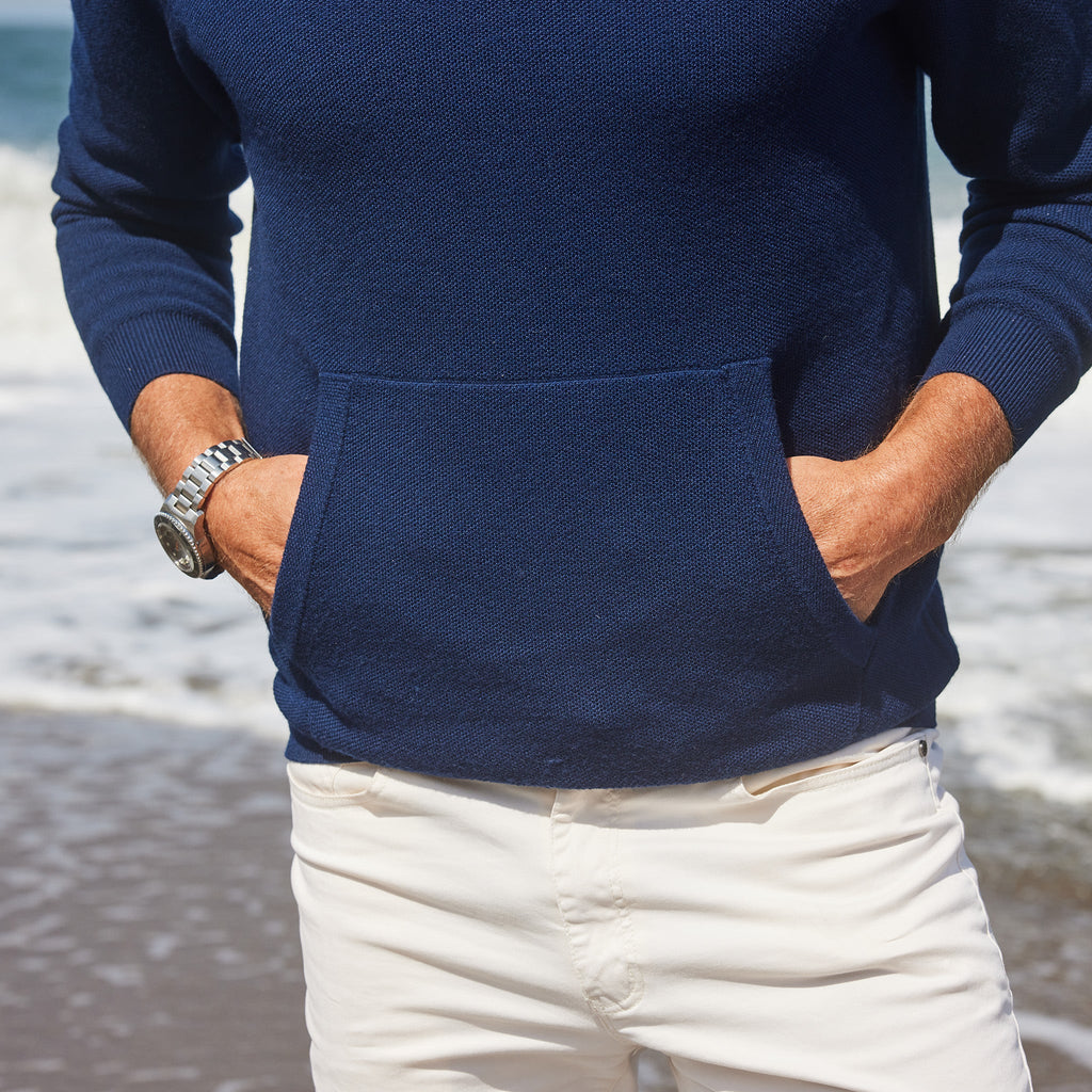 Napoli Pocket Quarter Zip Wool Sweater Navy