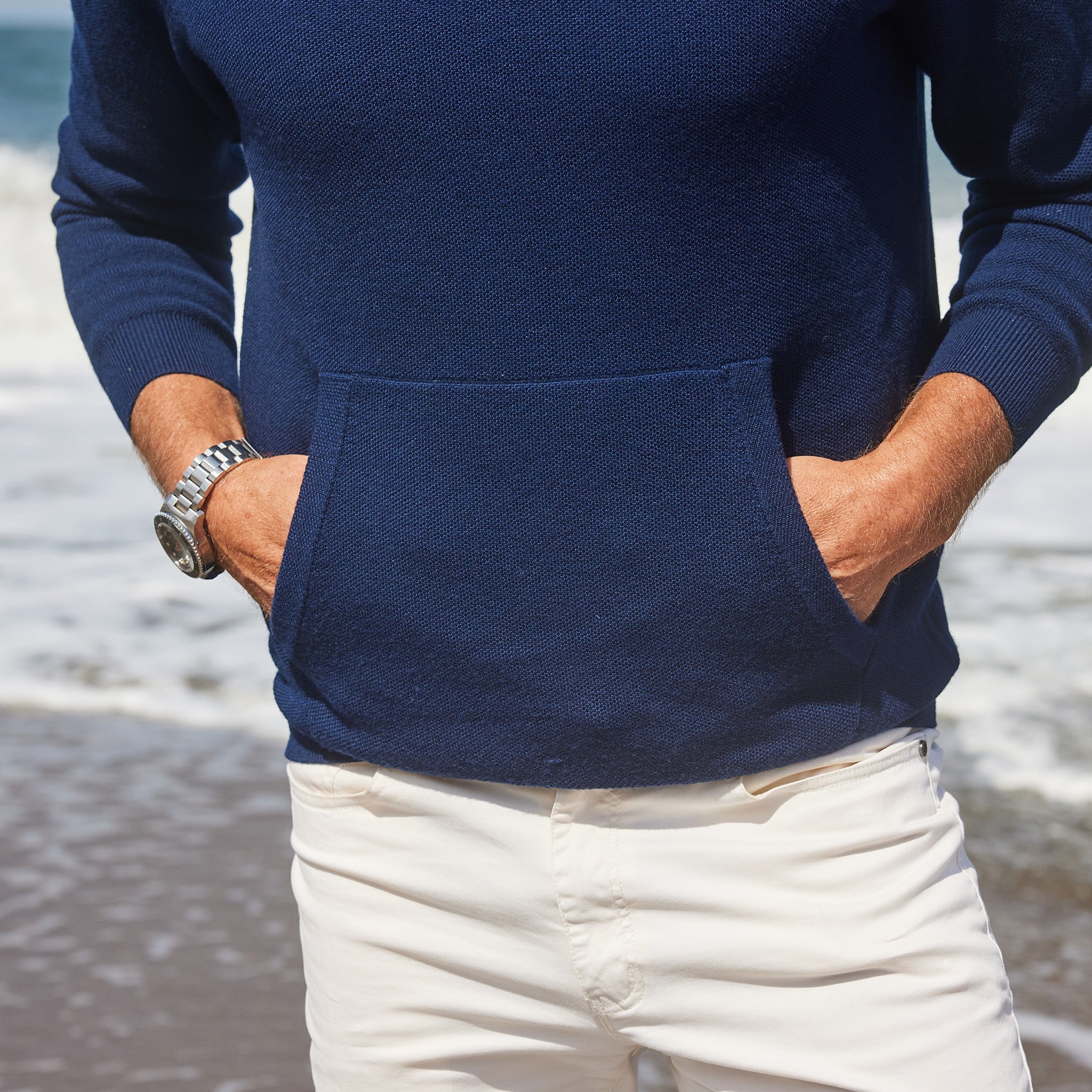 Napoli Pocket Quarter Zip Wool Sweater Navy