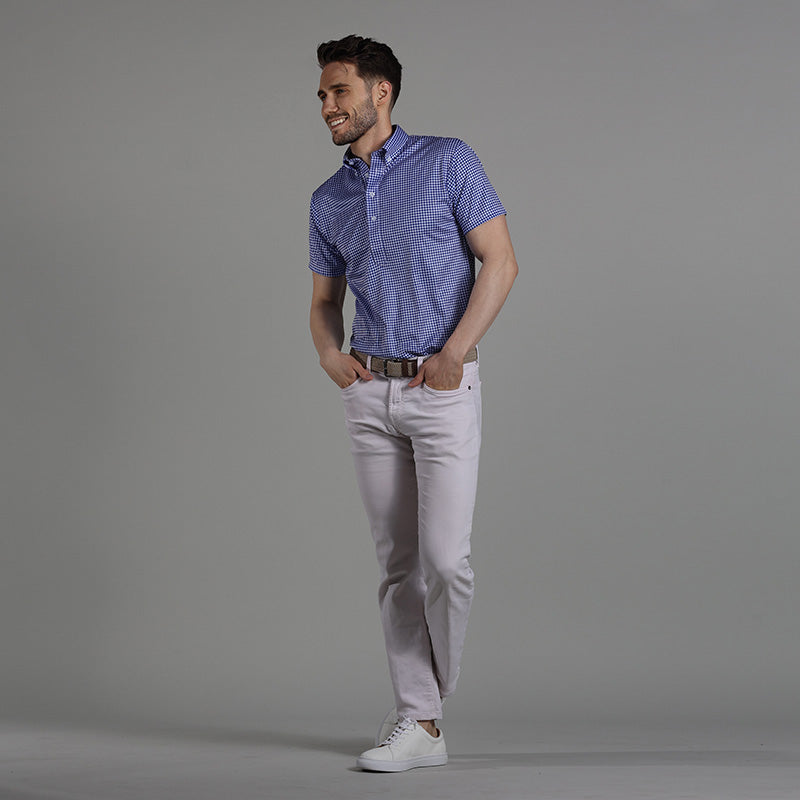 Oxford Button Down Collar Polo Blue Gingham Original