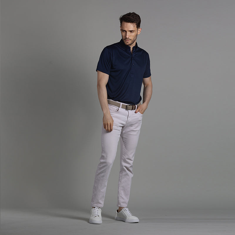Oxford Button Down Collar Polo Navy Blue