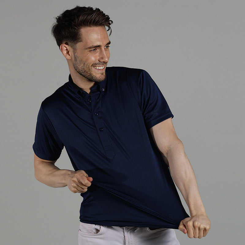 Oxford Button Down Collar Polo Navy Blue