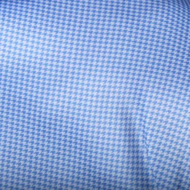 Semi-Spread Collar Polo Blue Houndstooth Relaxed