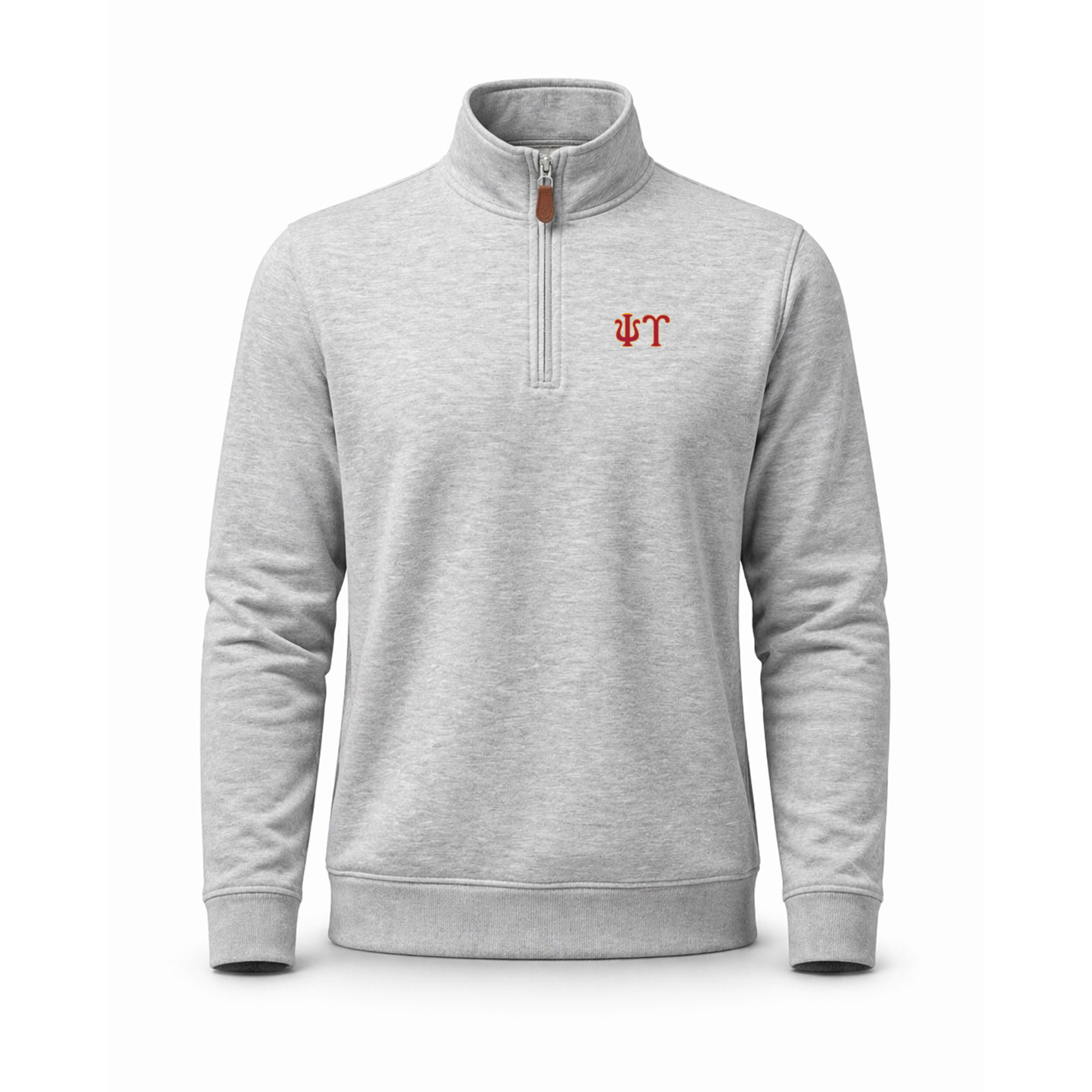 Collars & Co. Psi Upsilon Heather Cloud Cotton Quarter Zip Pullover Light Grey