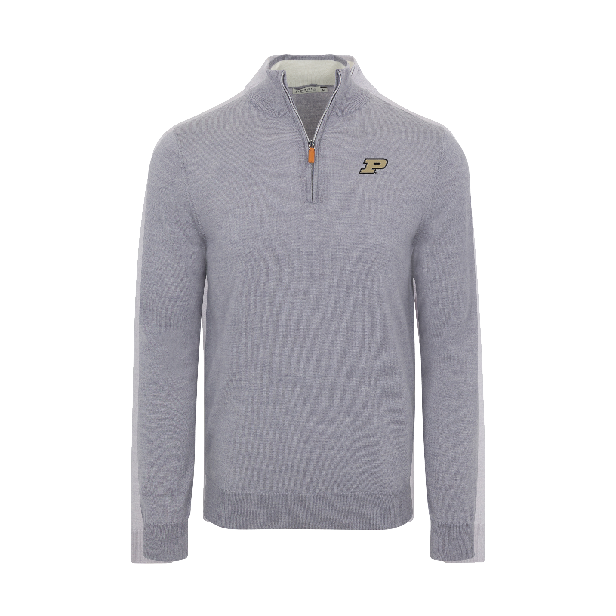 Purdue Grey Melange Cashmere Touch Australian Merino Quarter Zip Sweater