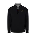 Purdue Heather Cloud Cotton Quarter Zip Pullover Black with Light Grey Trim