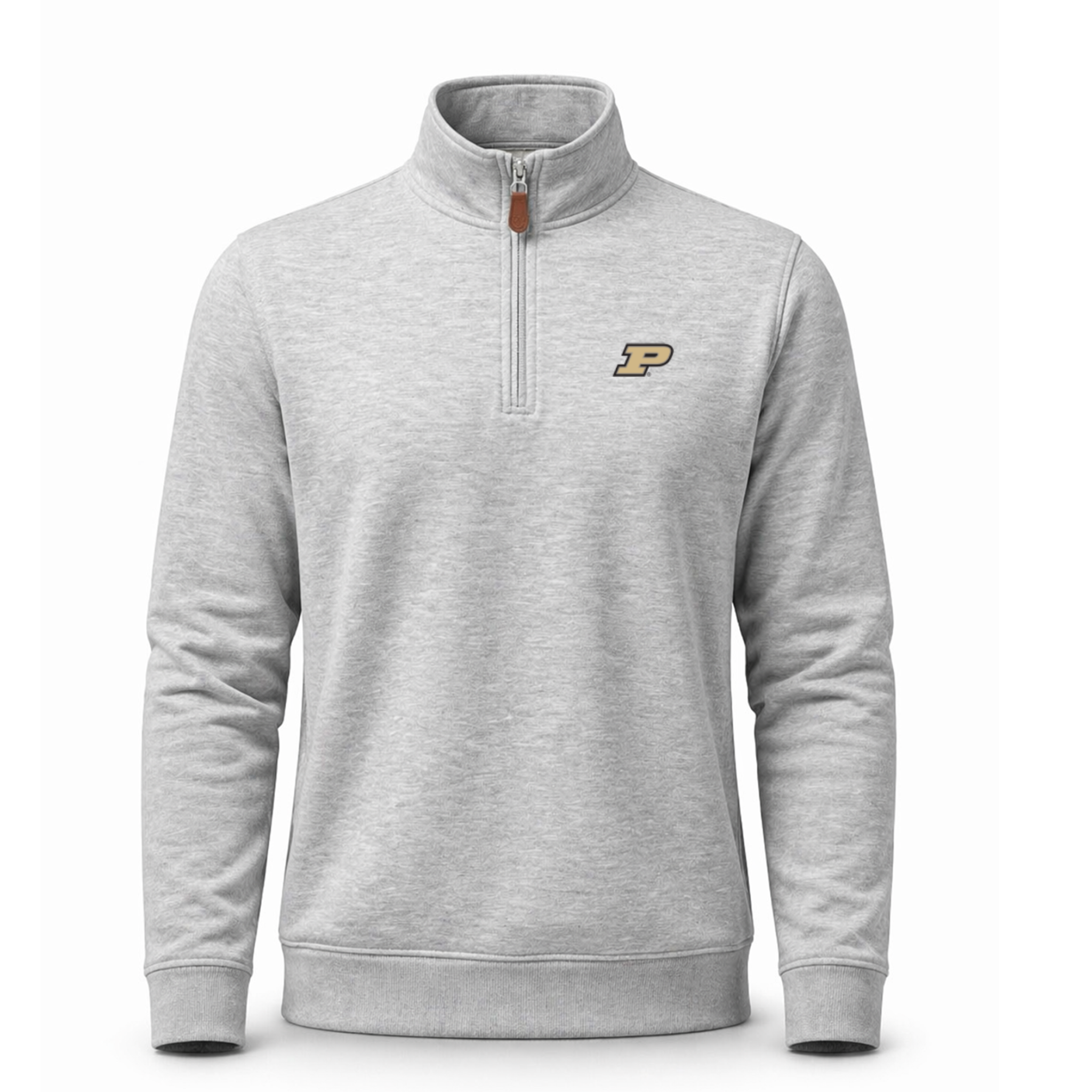 Purdue Heather Cloud Cotton Quarter Zip Pullover Light Grey