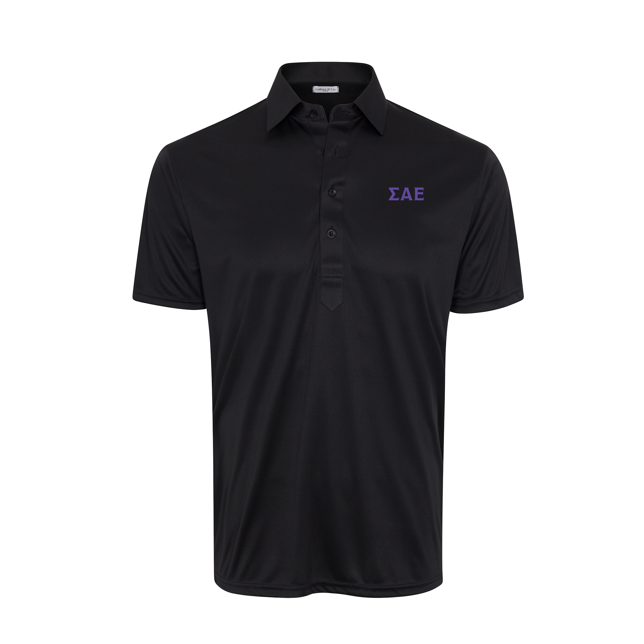Collars & Co. Sigma Alpha Epsilon Semi-Spread Collar Polo Black