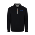 Collars & Co. Sigma Tau Gamma Heather Cloud Cotton Quarter Zip Pullover Black with Light Grey Trim
