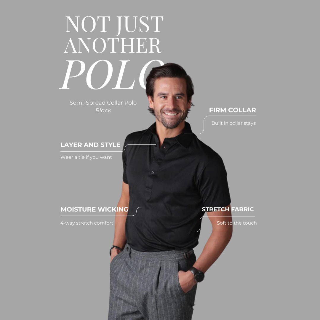 Semi-Spread Collar Polo Black Original