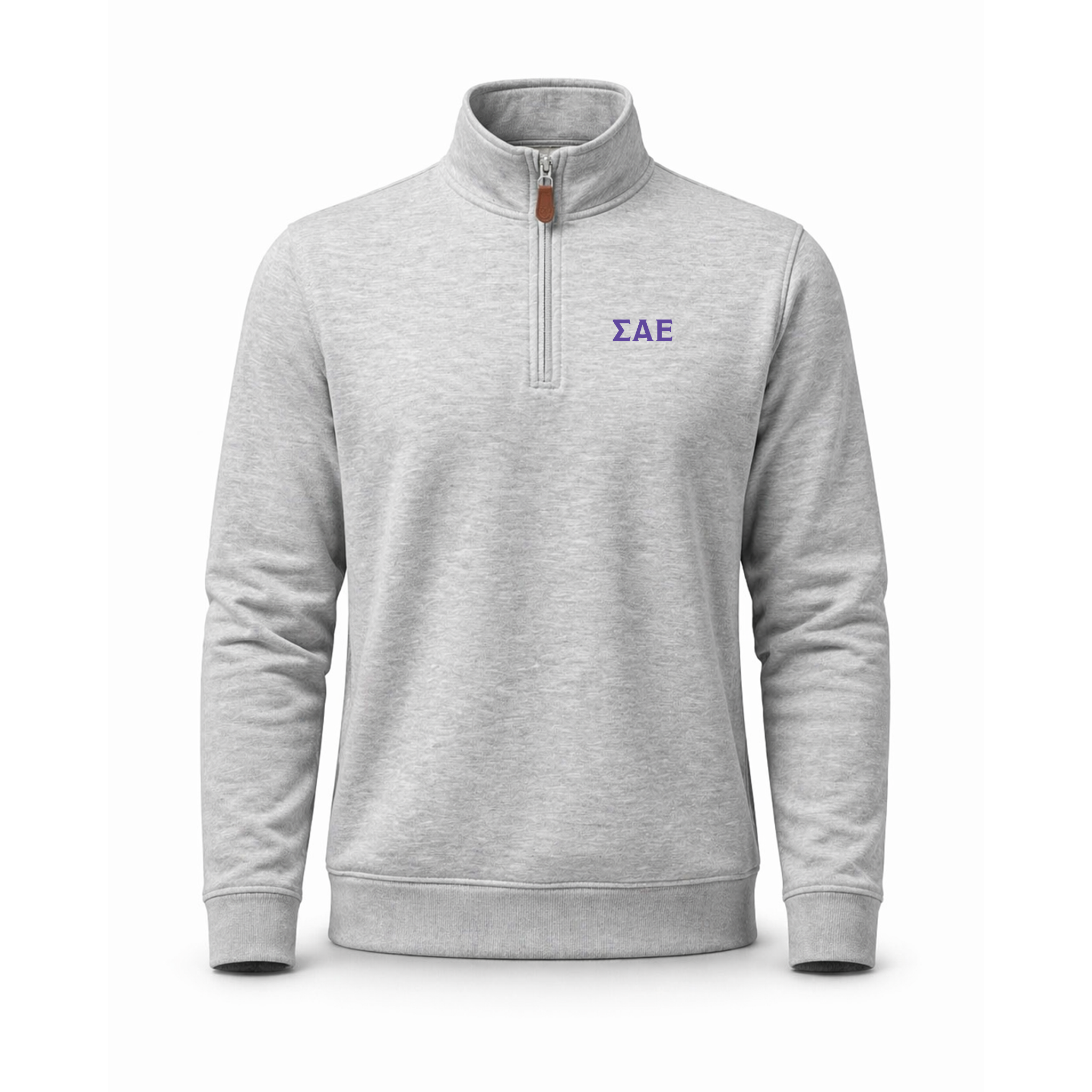 Collars & Co. Sigma Alpha Epsilon Heather Cloud Cotton Quarter Zip Pullover Light Grey