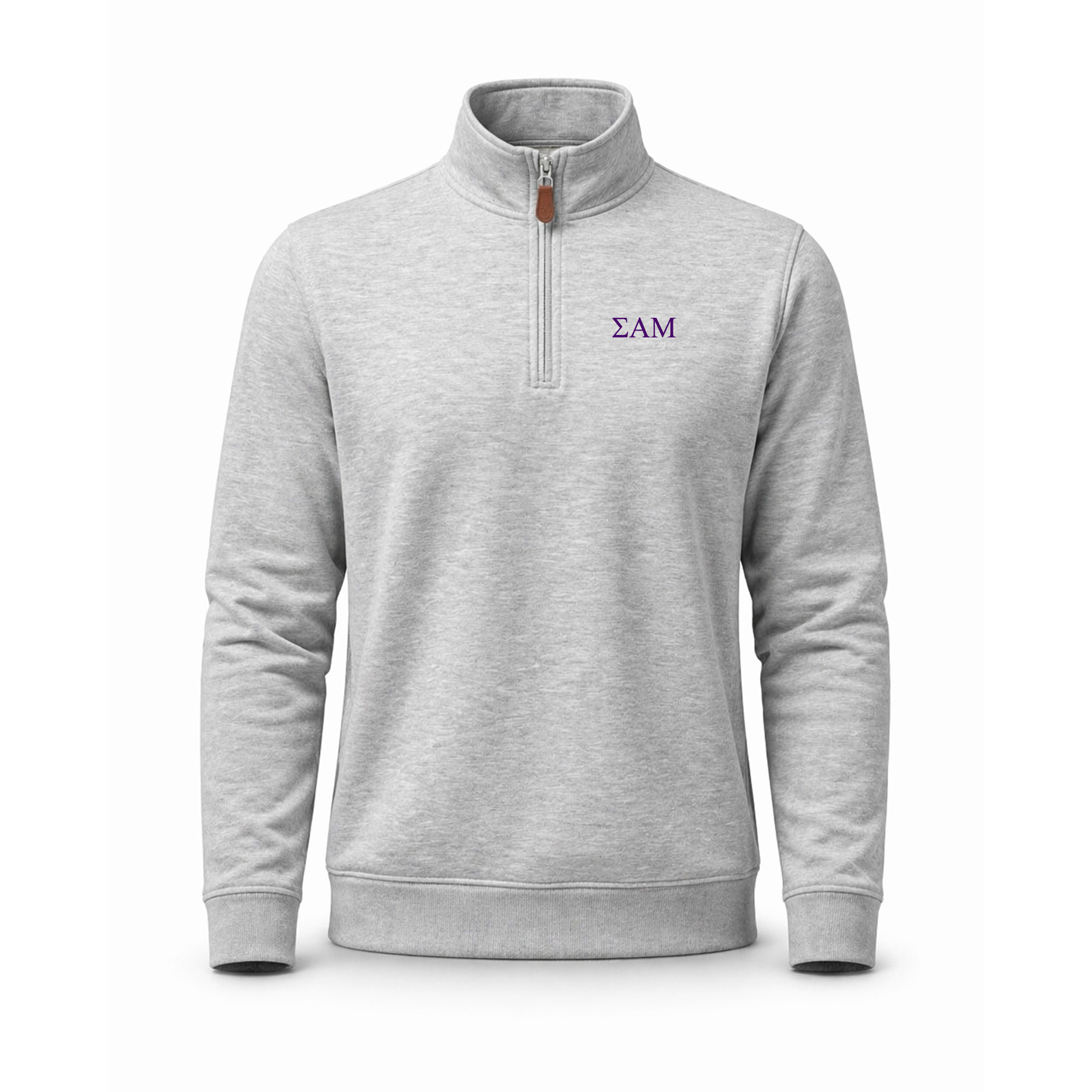 Collars & Co. Sigma Alpha Mu Heather Cloud Cotton Quarter Zip Pullover Light Grey