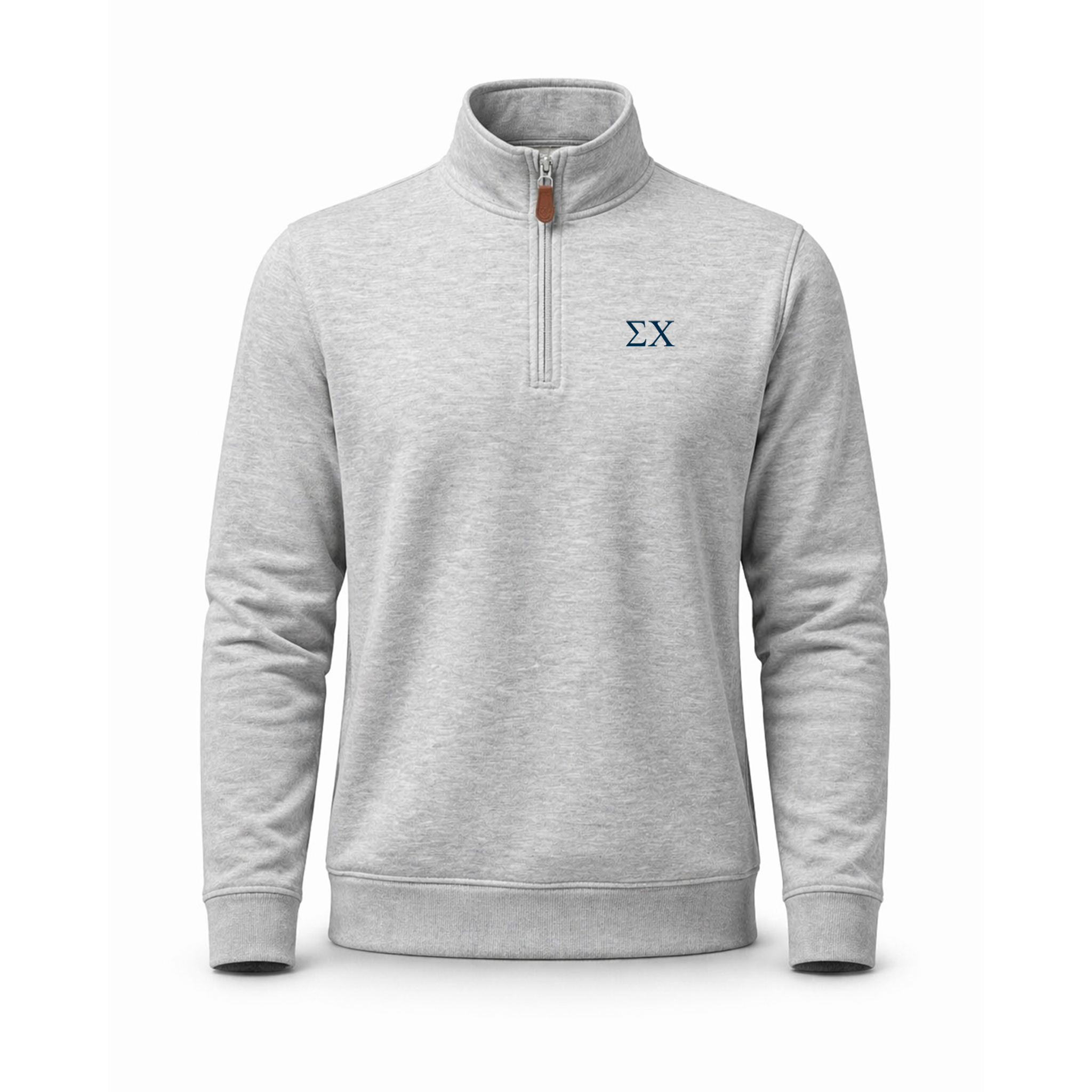 Collars & Co. Sigma Chi Heather Cloud Cotton Quarter Zip Pullover Light Grey