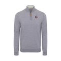 South Carolina Grey Melange Cashmere Touch Australian Merino Quarter Zip Sweater