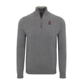 South Carolina Grey with Grey Trim Luxury Touch Cotton and Cashmere Quarter Zip Sweater