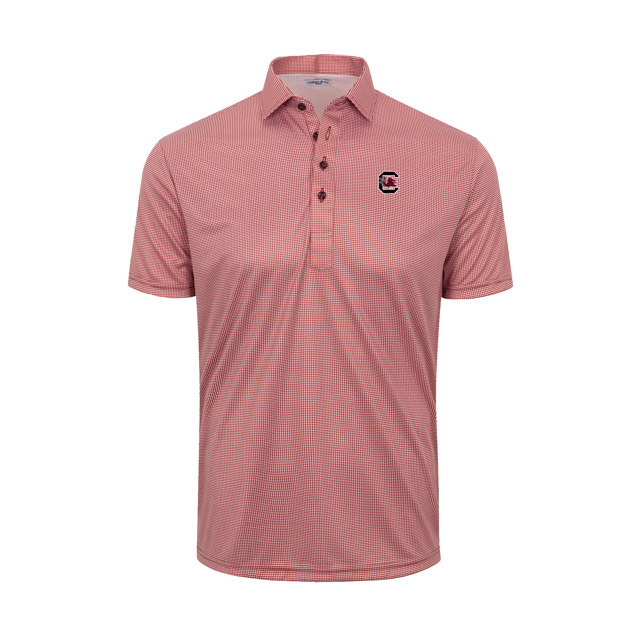 South Carolina Semi-Spread Collar Polo Maroon Houndstooth