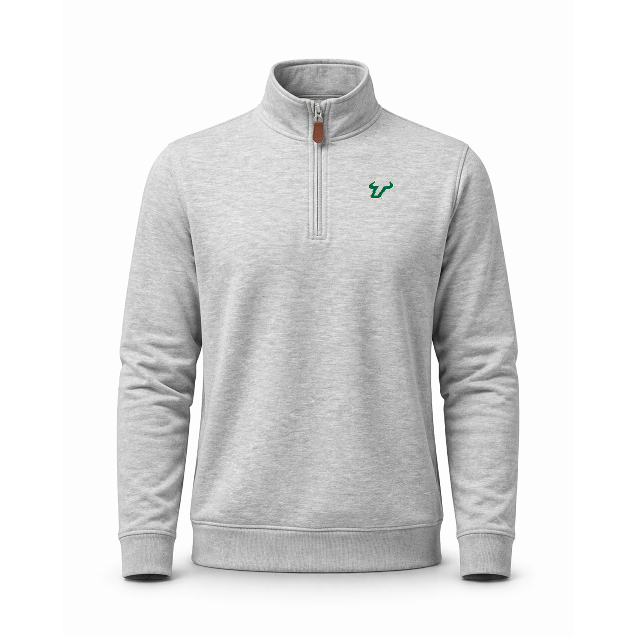 South Florida Heather Cloud Cotton Quarter Zip Pullover Light Grey