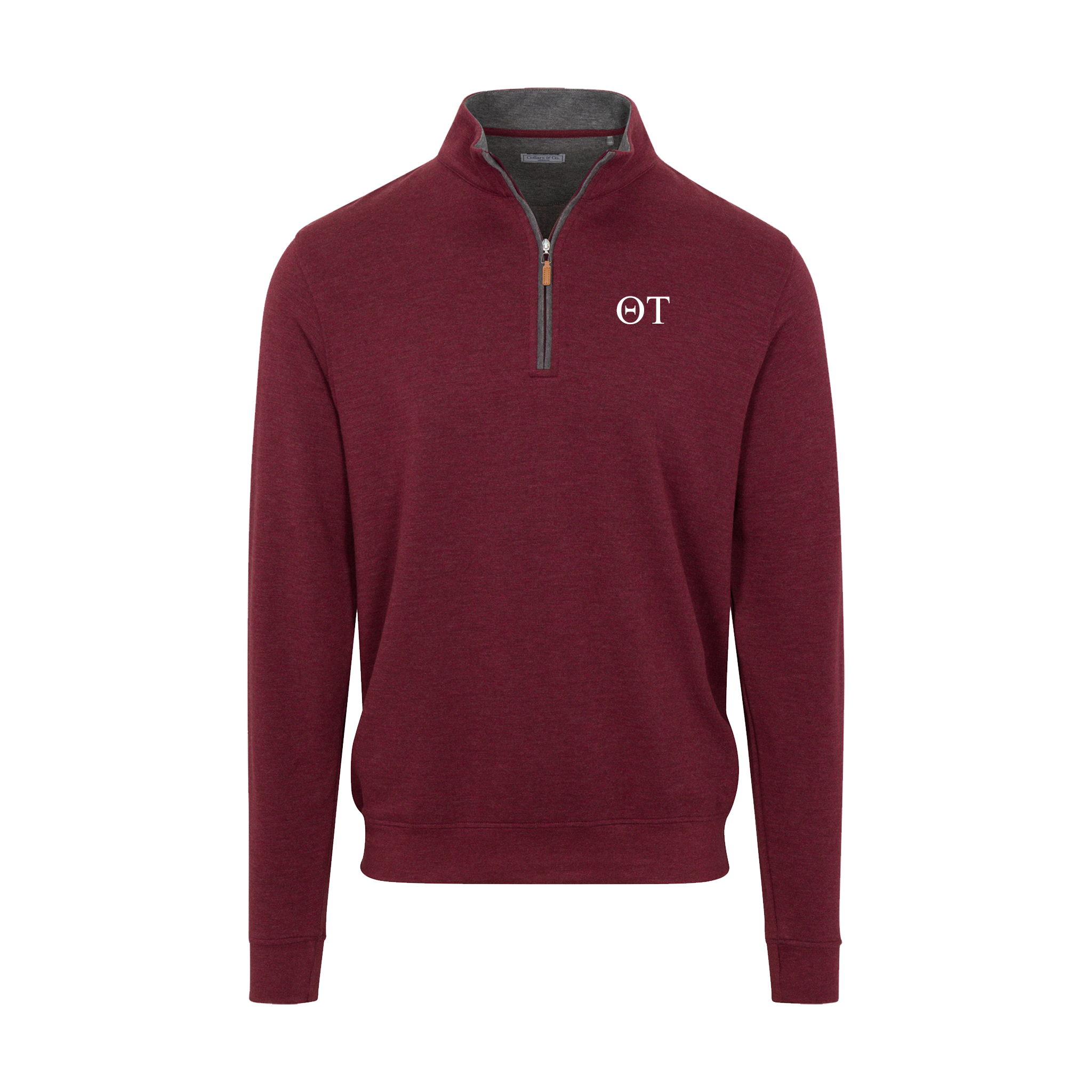 Collars & Co. Theta Tau Merlot Heather Cloud Cotton Quarter Zip Pullover
