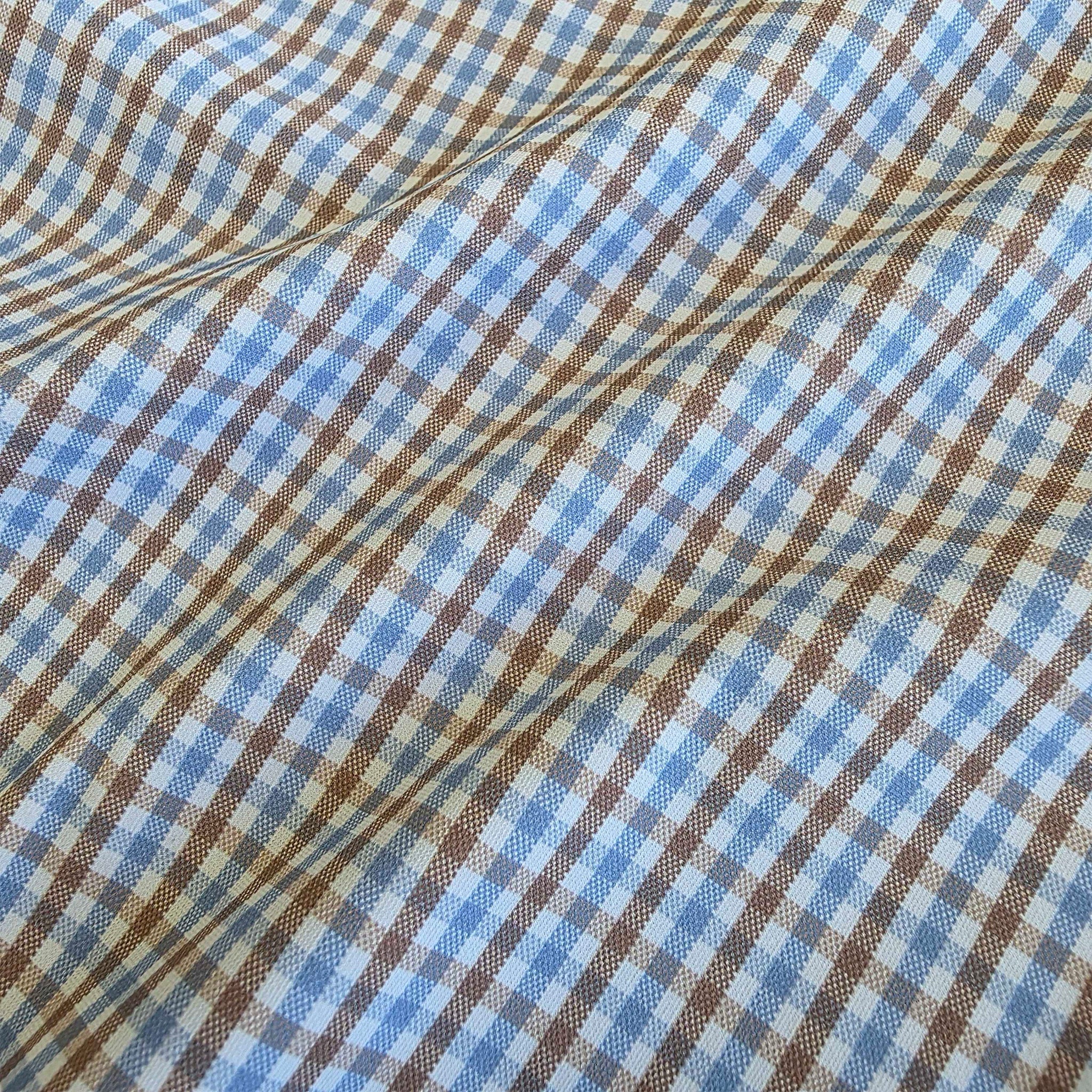 Apex Performance Dress Shirt Semi-Spread Collar Tan and Blue Tattersall
