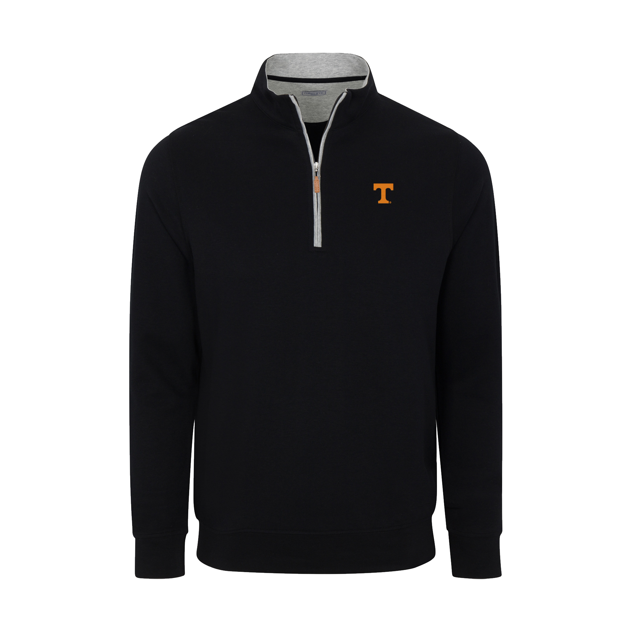 Tennessee Heather Cloud Cotton Quarter Zip Pullover Black with Light Grey Trim