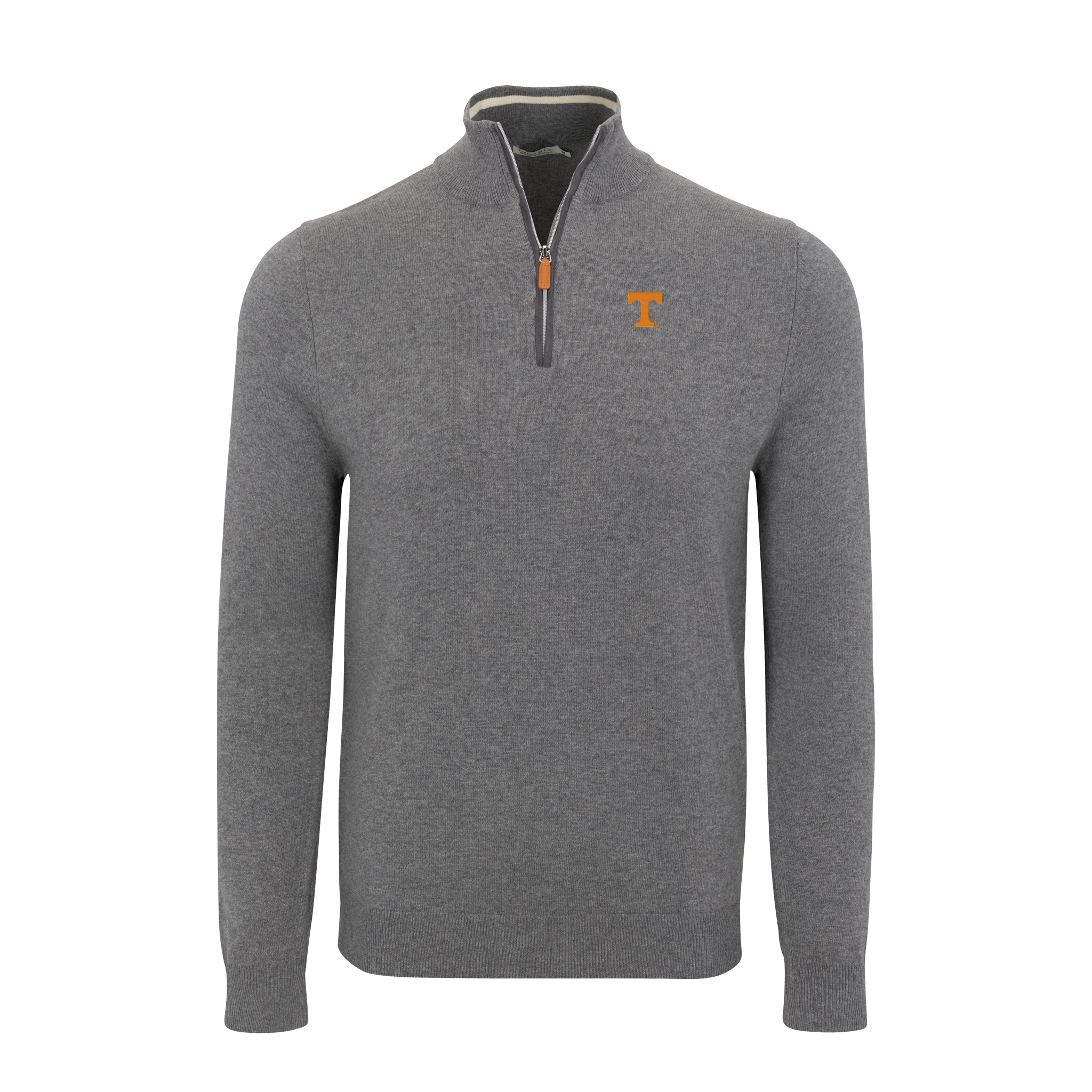 Tennessee Grey with Grey Trim Luxury Touch Cotton and Cashmere Quarter Zip Sweater