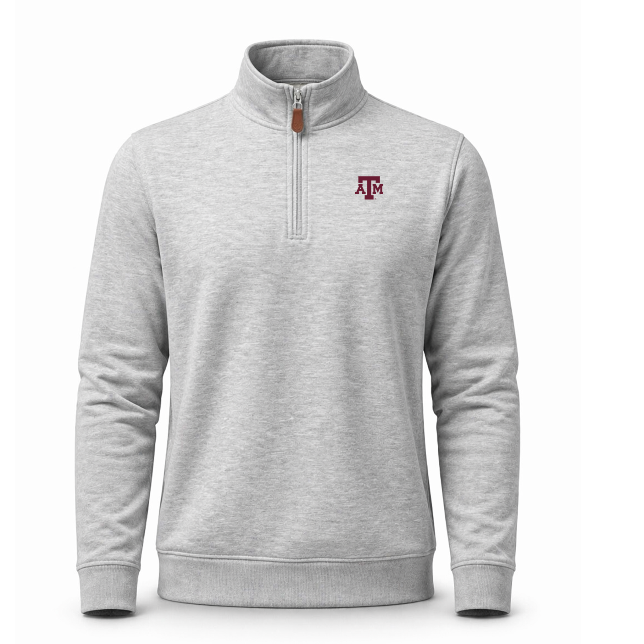 Texas A&M Heather Cloud Cotton Quarter Zip Pullover Light Grey