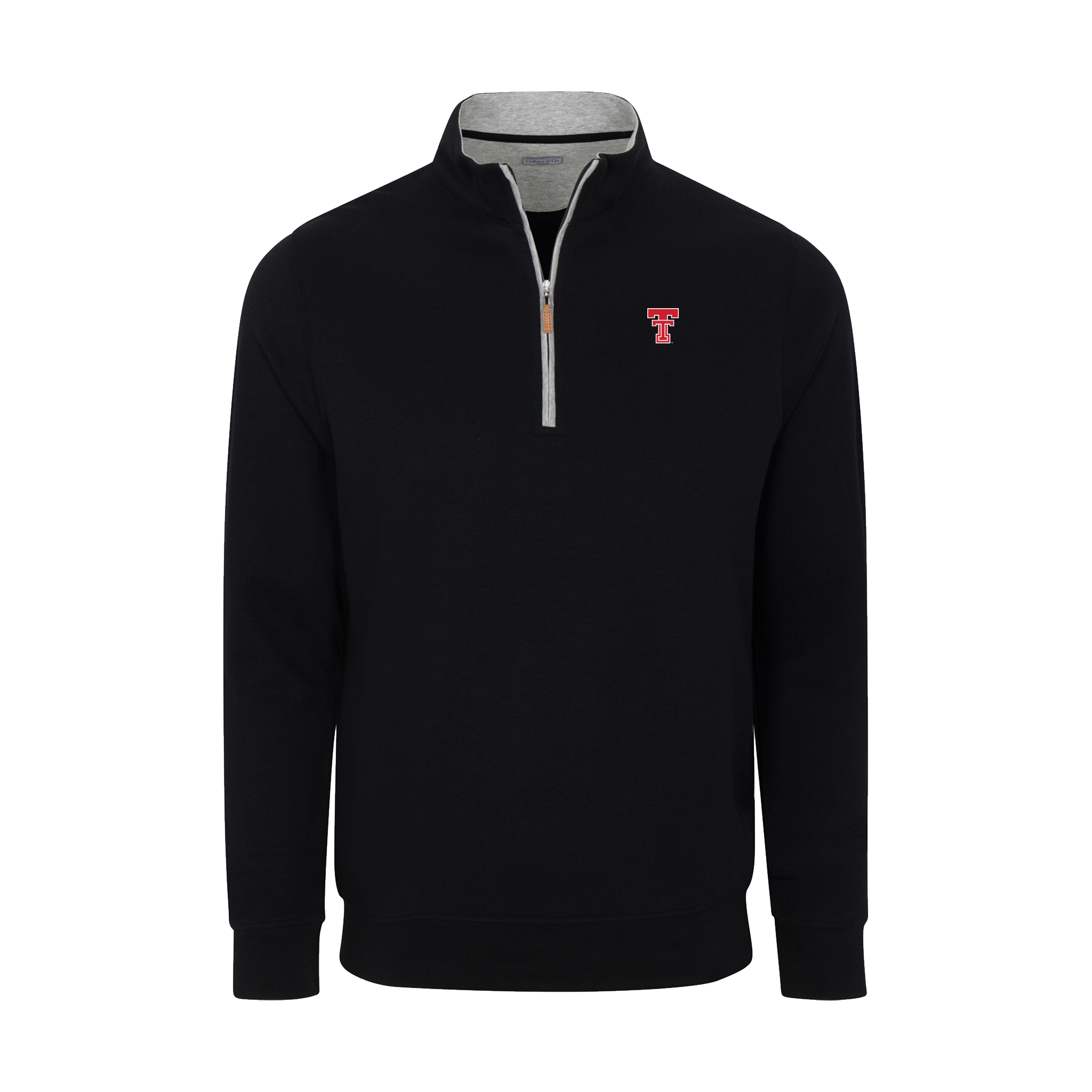 Texas Tech Heather Cloud Cotton Quarter Zip Pullover Black with Light Grey Trim