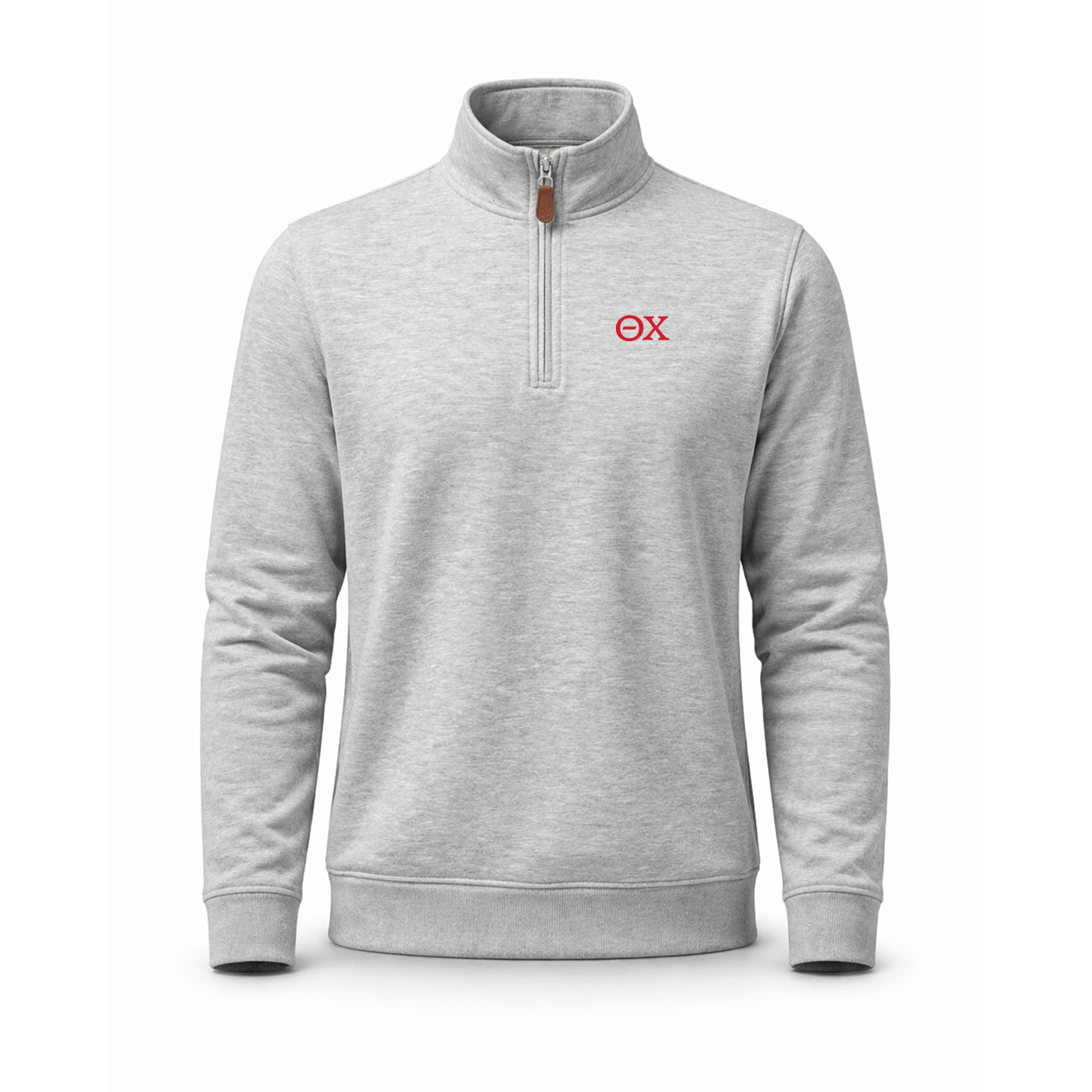 Collars & Co. Theta Chi Heather Cloud Cotton Quarter Zip Pullover Light Grey