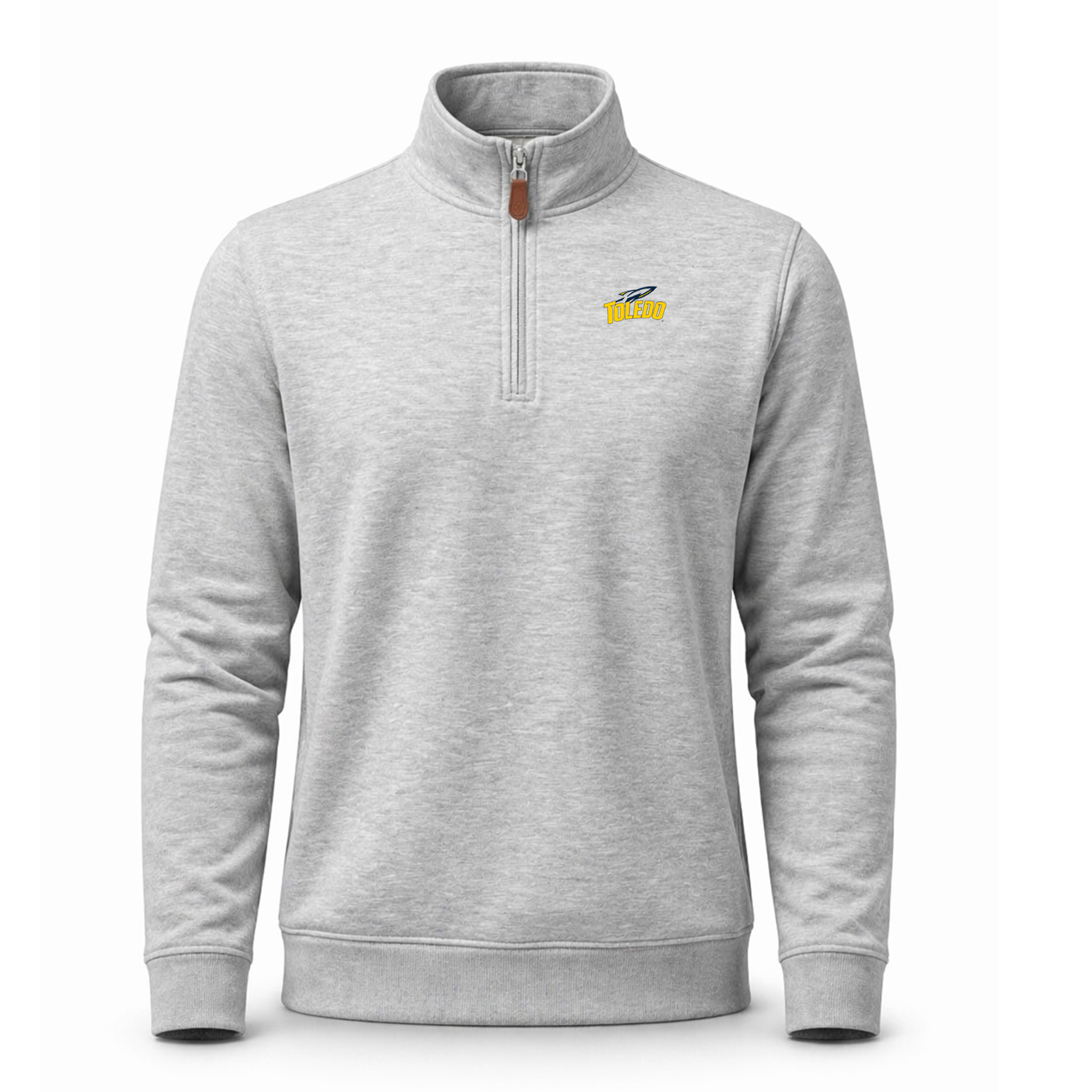 Toledo Heather Cloud Cotton Quarter Zip Pullover Light Grey