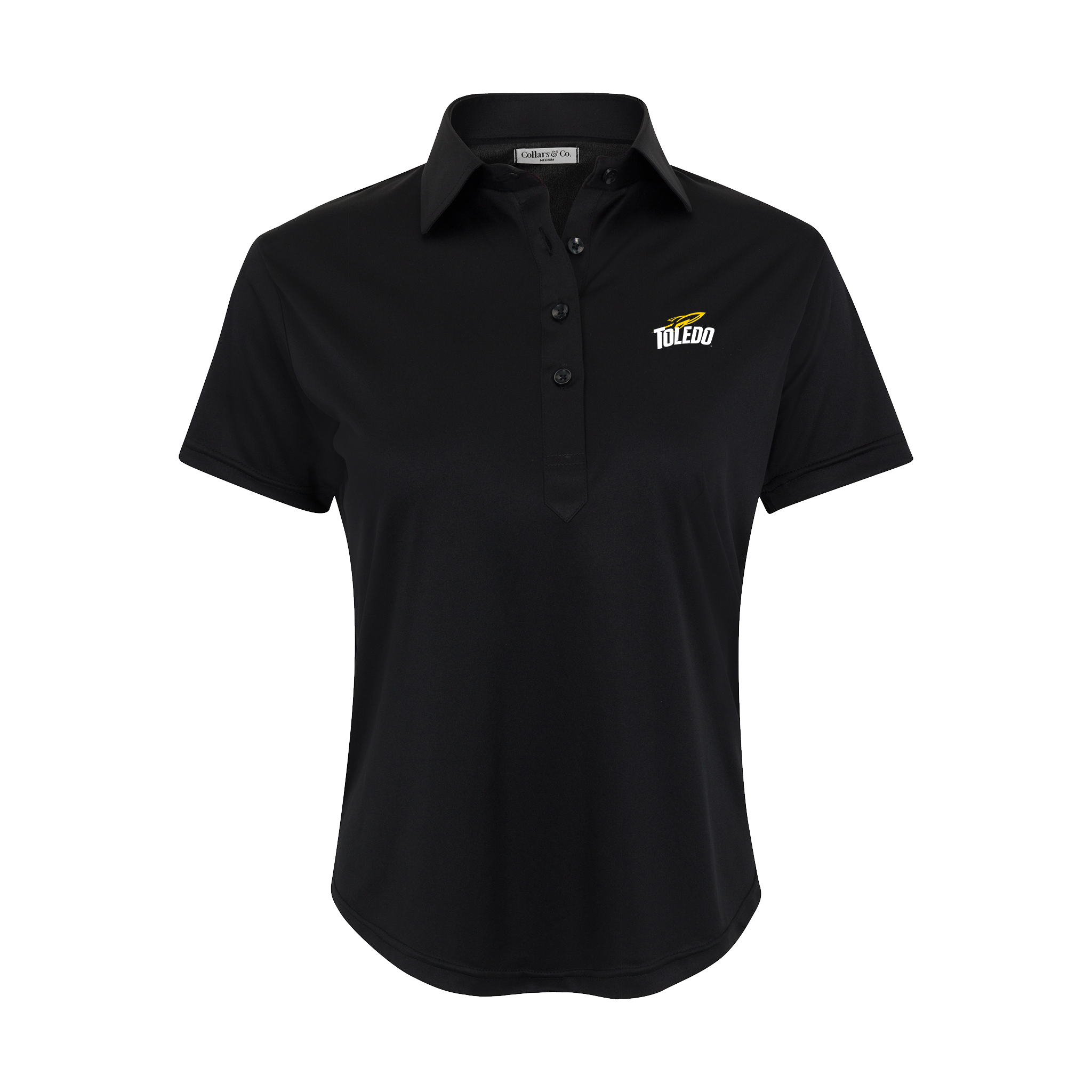 Toledo Women's Cap Sleeve Semi Spread Polo Black