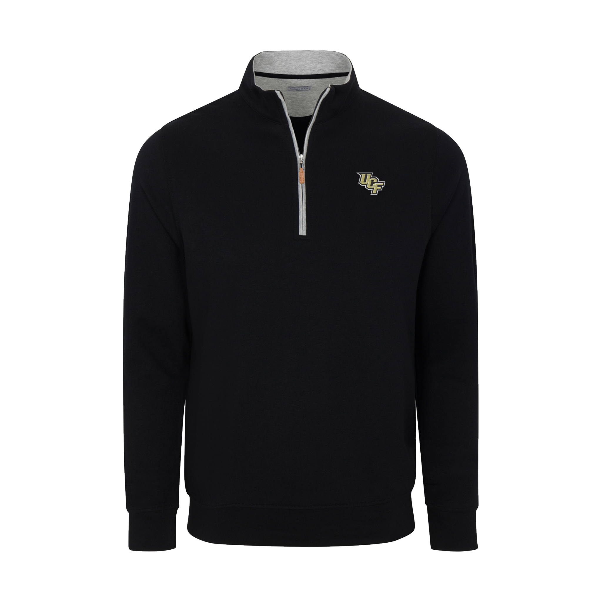 UCF Heather Cloud Cotton Quarter Zip Pullover Black with Light Grey Trim
