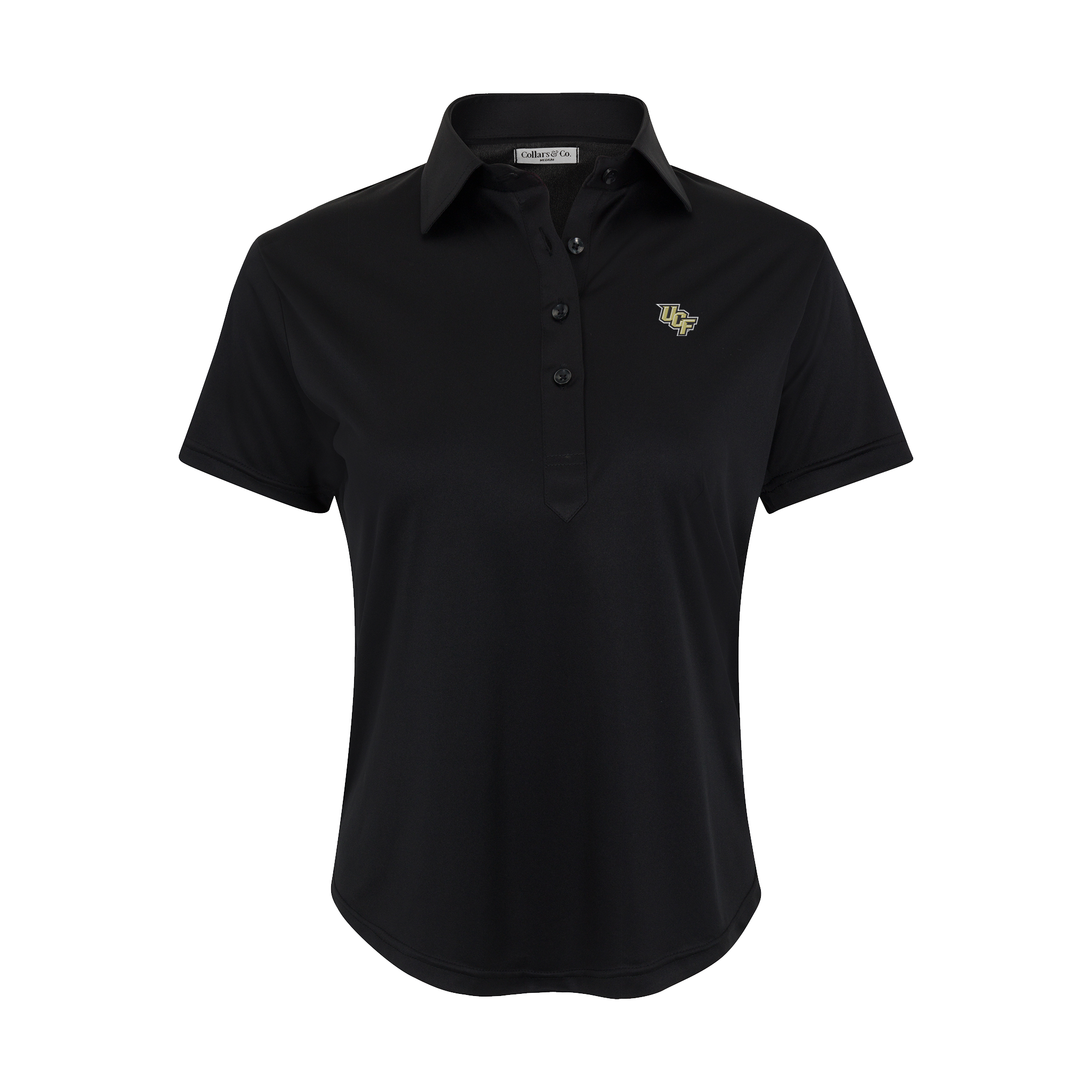UCF Women's Cap Sleeve Semi Spread Polo Black