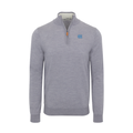 North Carolina Grey Melange Cashmere Touch Australian Merino Quarter Zip Sweater